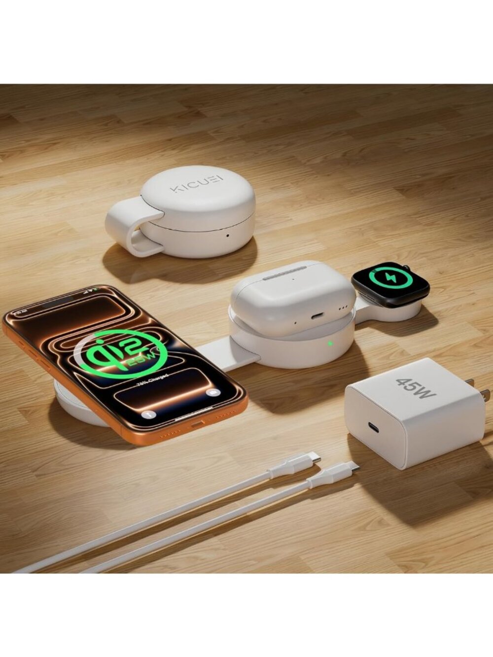 25W Magnetic Wireless Charger & 3-in-1 Charging Station for iPhone, Watch